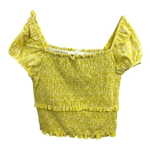 LUSH Yellow Smocked Crop Top NWT XS - Picture 1 of 6